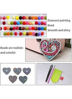 Generic 5PCS Diamond Painting Keychain -5D Diamond Painting Kits for Kids & Adult Paint with Diamonds by Numbers Love Heart Pendant Art Craft Key Ring  - Image 3