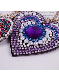Generic 5PCS Diamond Painting Keychain -5D Diamond Painting Kits for Kids & Adult Paint with Diamonds by Numbers Love Heart Pendant Art Craft Key Ring  - Image 5
