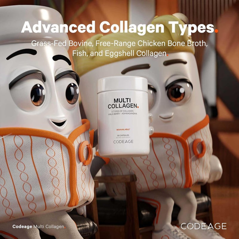 Codeage Multi Collagen Peptides Protein Capsules 5 Collagen Types GrassFed  Hydrolyzed Bovine Collagen Pills Supplement Ashwagandha Amla Berry Vitamins Collagen Peptides  90 Capsules - Image 4
