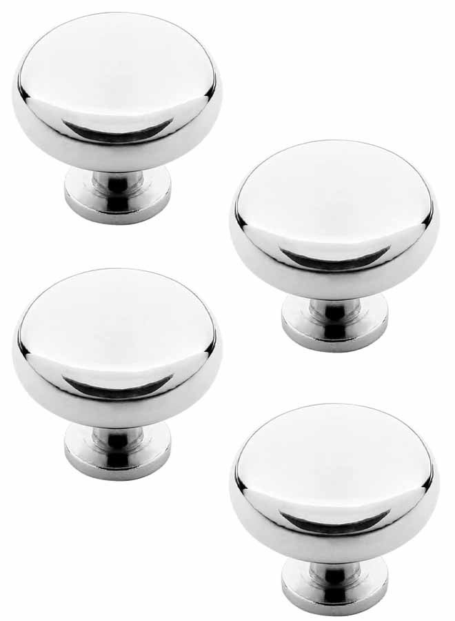 4Pack Polished Chrome Cabinet Knobs Round Kitchen Cabinet Door Knobs Drawer Knobs Round Drawer Handles for Bathroom Closet Dresser - Image 1