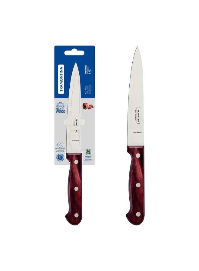 TRAMONTINA TRAMONTINA Knife, Professional Chef Knife with Wooden Handle, 6-Inch Stainless Steel Blade, Red Handle, Durable Kitchen Knife for Precise Cutting, Ideal for Home and Commercial Use  - Image 1