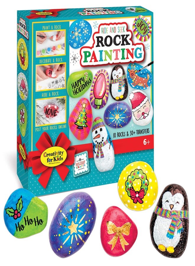 Creativity for Kids Holiday Hide & Seek Rock Painting Kit | Paint, Decorate & Hide 10 Festive Rocks | DIY Christmas Craft Kit for Kids to Inspire Creativity & Kindness (Ages 6+) - Image 1