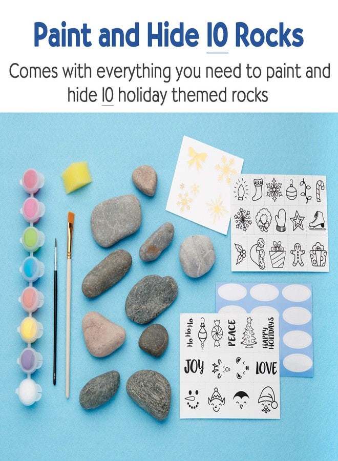Creativity for Kids Holiday Hide & Seek Rock Painting Kit | Paint, Decorate & Hide 10 Festive Rocks | DIY Christmas Craft Kit for Kids to Inspire Creativity & Kindness (Ages 6+) - Image 2