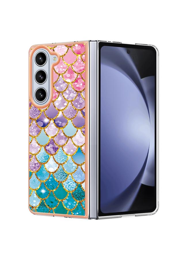 Green Tiger For Samsung Galaxy Z Fold5 5G Electroplating IMD TPU Phone Case(Colorful Scales)