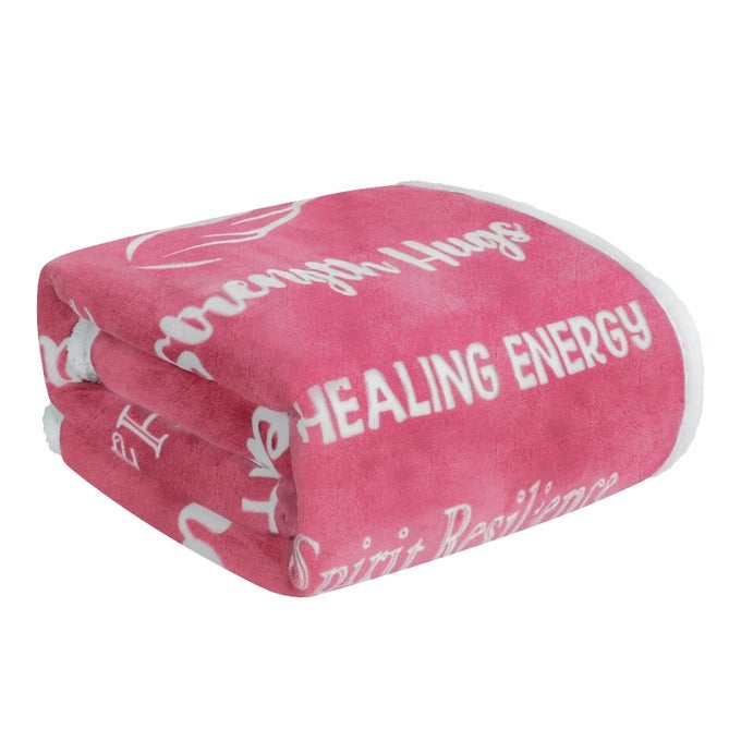 BREAST CANCER GIFTS FOR WOMEN SHERPA FLEECE HEALING THOUGHTS REVERSIBLE THROW BLANKET SUPER SOFT WARM GET WELL BREAST CANCER GIFTS FOR WOMEN INSPIRATIONAL MOM GIFTS 50X60 PINK