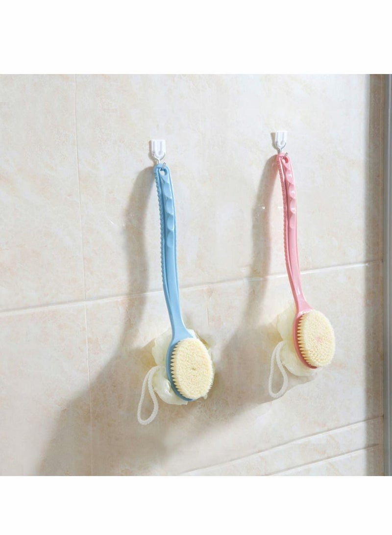 NIBEMINENT Men Women Long Handle Bath Brush 2 in 1 Shower Sponge with Back Scrubber Exfoliating PCS - Image 4