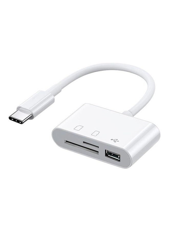 DMG TECH 3-in-1 Type-C Card Reader Hub – USB, SD, TF Multiport Adapter for Phone, Tablet, Laptop – OTG Plug & Play, Portable Design, White  - Image 3