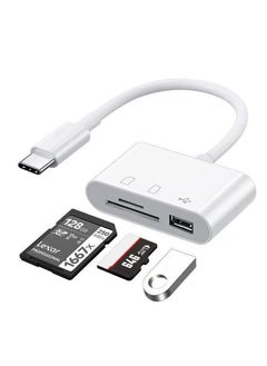 DMG TECH 3-in-1 Type-C Card Reader Hub – USB, SD, TF Multiport Adapter for Phone, Tablet, Laptop – OTG Plug & Play, Portable Design, White  - Image 2