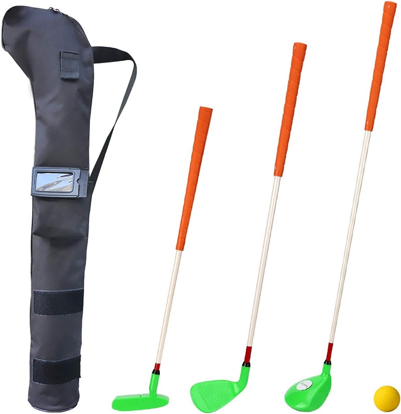 KONDAY Kids Golf Clubs Set Children Golf Set Yard Sports Tools Three Clubs with Carry Bag and Soft Balls - Image 1