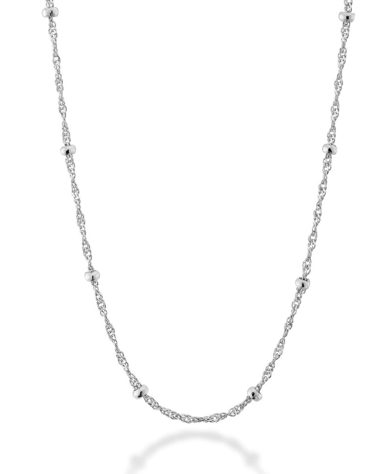 Miabella Italian 925 Sterling Silver Singapore Bead Chain Station Necklace for Women, Made in Italy (16 Inch (women's choker length)) - Image 1