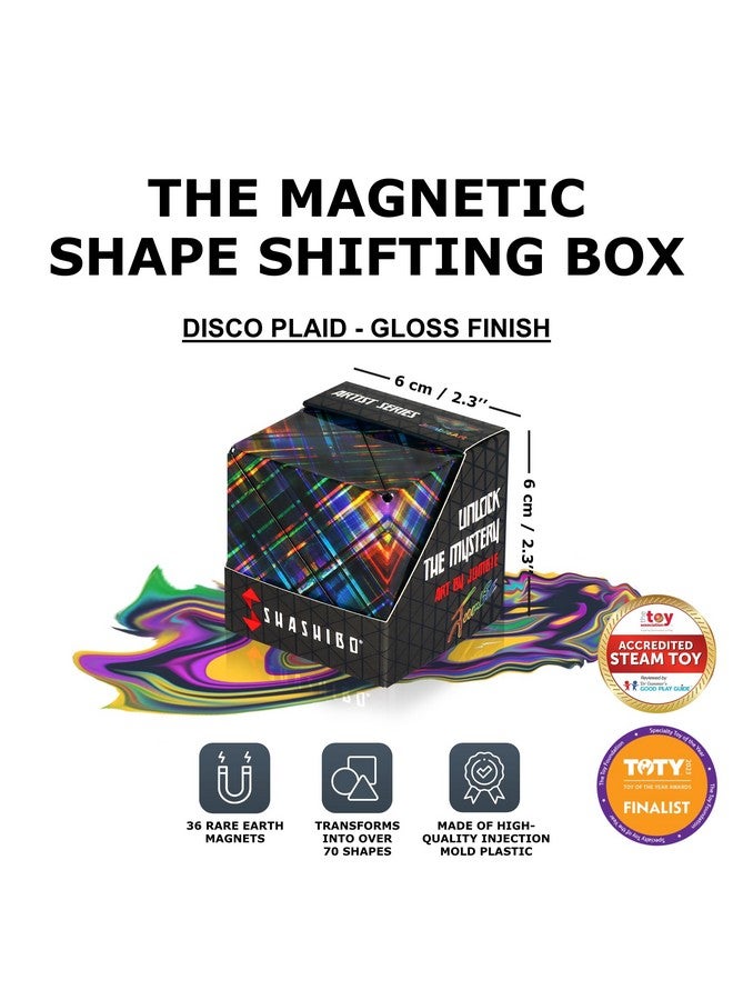 شاشيبو صندوق SHASHIBO Jumbie لتغيير الأشكال - مكعب مغناطيسي STEM يتحول إلى أكثر من 70 شكلاً، حمل تطبيق Fun in Motion Toys للجوال (Disco Plaid) - Image 2