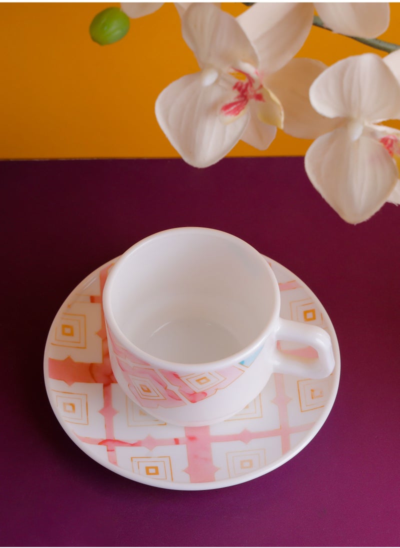 Opalware Cup & Saucer 12Pcs White Tea Cup Set DC2250