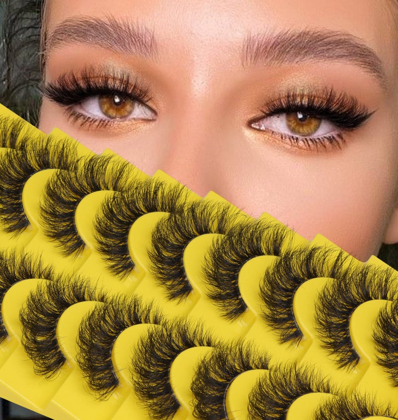 zanlufly Russian Strip Lashes D Curl Fluffy Wispy False Eyelashes Natural Look Faux Mink Lashes Like Eyelash Extension Fluffy zanlufly Transparent Band Cat Eye Fake Eyelashes Pack - Image 1