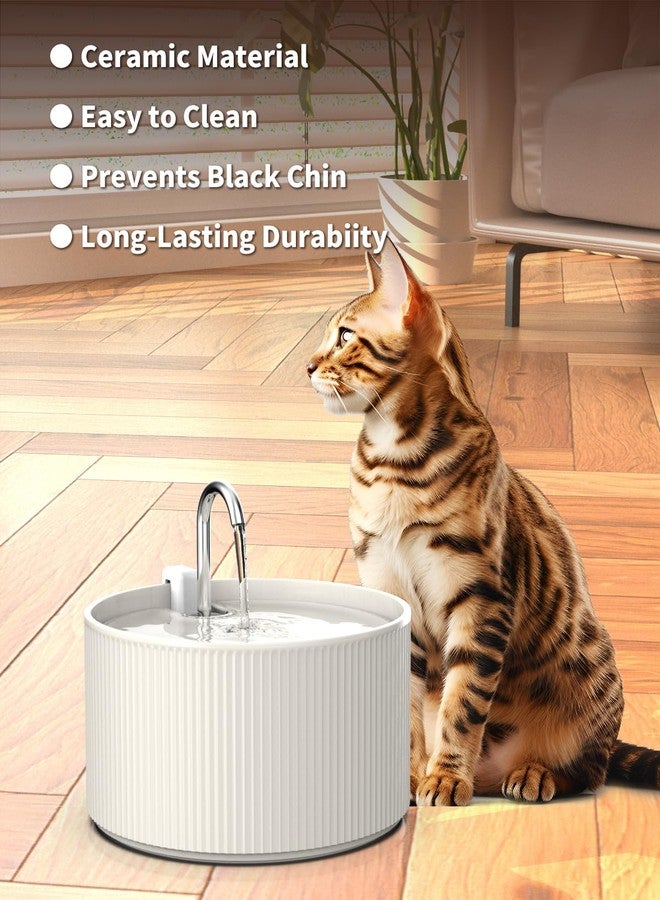 Kenepet Ceramic Cat Water Fountain, 2.2L/74oz Automatic Pet Water Fountain, Cat Dispenser Ideal for Cats, Dogs and Multiple Pets - Image 4