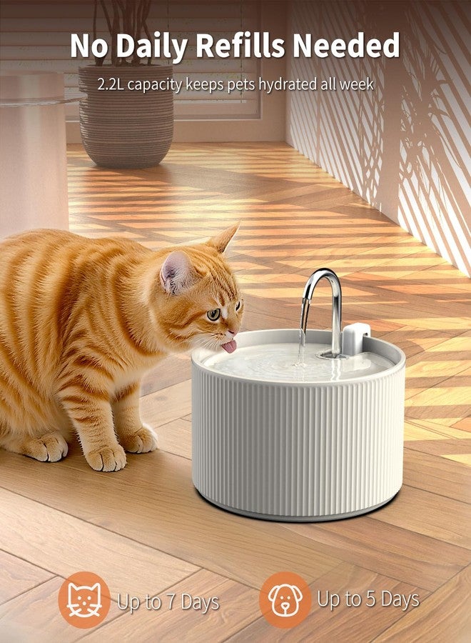 Kenepet Ceramic Cat Water Fountain, 2.2L/74oz Automatic Pet Water Fountain, Cat Dispenser Ideal for Cats, Dogs and Multiple Pets - Image 3