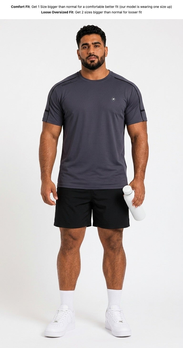 Moveletix Men's Plus Size Training Short Sleeve T-Shirt Grey - Image 3