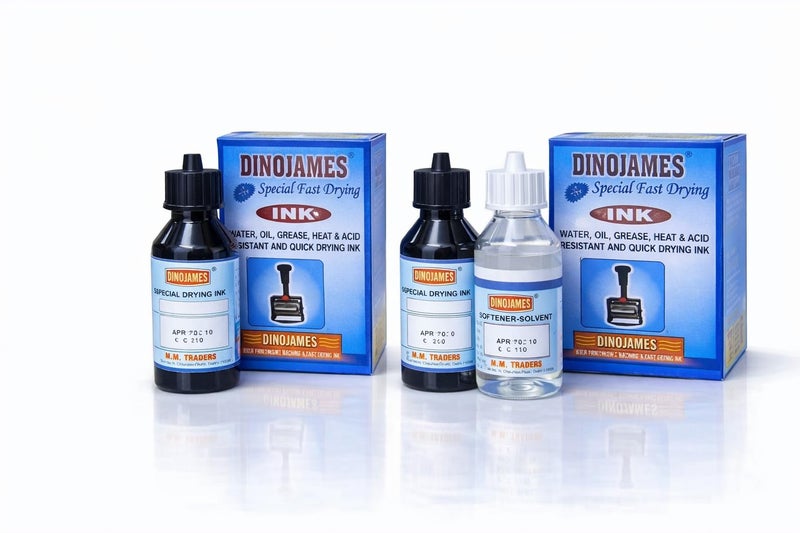 Dinojames Fast Drying Black Ink with Solvent (100 ml) – Anti-Freeze, Quick Dry, Permanent Batch Coding Ink for Plastic, Metal, Glass – Pack of 2 - Image 5