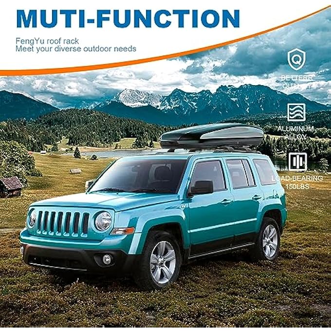 rayihni Roof Rack Cross Bars Compatible with Jeep Patriot 2007-2017, Aluminum Roof Rails Crossbars Cargo Bars Rooftop Canoe Bike Kayak Car Snowboard Luggage Racks Carrier. - Image 3