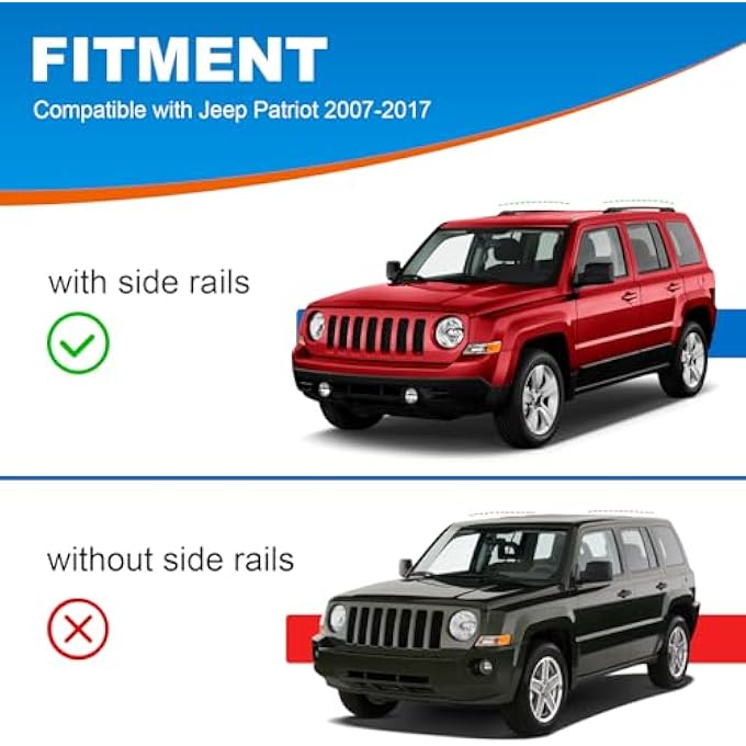 rayihni Roof Rack Cross Bars Compatible with Jeep Patriot 2007-2017, Aluminum Roof Rails Crossbars Cargo Bars Rooftop Canoe Bike Kayak Car Snowboard Luggage Racks Carrier. - Image 2