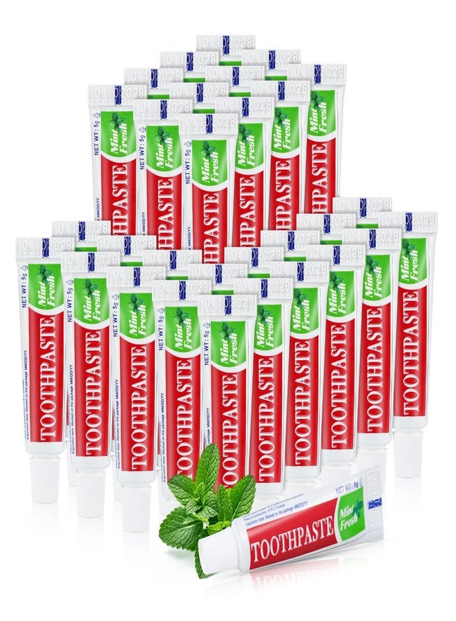 Zhjianup Travel Size Mini 0.176 oz Toothpaste Bulk, Disposable Mint Flavor Pocket Teeth Paste Small Essential Toothpaste for Travel, Home/Hotel/Guests/Charity/Homeless/Camping Oral Care Single Use, 30 Tubes - Image 1