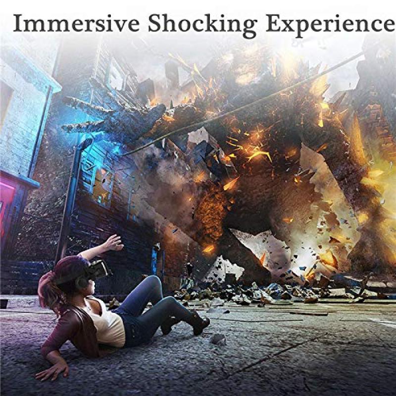 سماعة رأس افتراضية (VR): أسود، تناسب هواتف الذكية بحجم شاشة 4.7-6.0 بوصة، سماعات صوت ثلاثية الأبعاد قابلة للتمديد المدمجة - تجربة سينما إيماكس خاصة، حماية من الضوء الأزرق للترفيه في المنزل والسفر وجميع الأعمار - Image 4