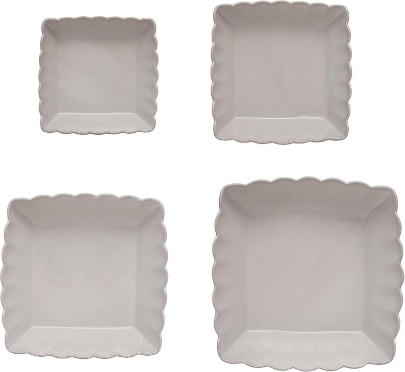 Creative CoOp Square Stoneware Serving Dish in Matte White  Set of 4 134  214  234 Sizes - Image 1