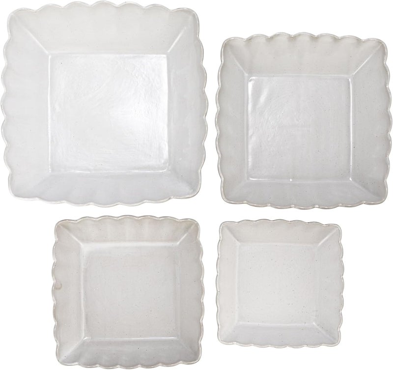 Creative CoOp Square Stoneware Serving Dish in Matte White  Set of 4 134  214  234 Sizes - Image 3