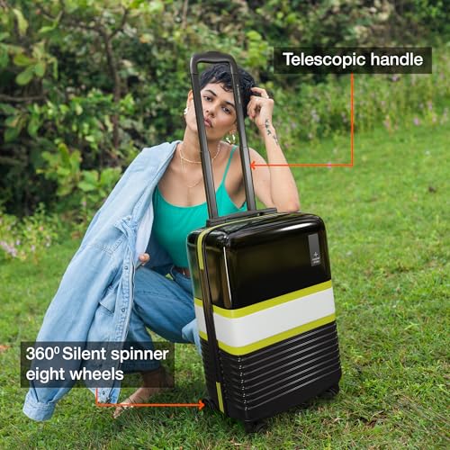 Nasher Miles Mexico Hard-Sided Polycarbonate 8 Wheels Double Spinner Cabin Luggage Black and Grey 20 inch |55cm Trolley Bag,Small - Image 4