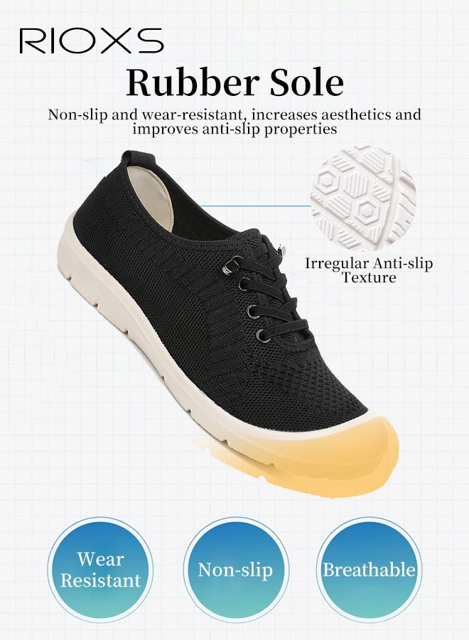 RIOXS Women's Barefoot Shoes, Wide Toe Walking Shoes with Zero Drop Sole for Ladies, Lightweight Breathable Mesh Sneakers, Flexible Casual Sneakers, Anti Slip Sock Shoes for Working/ Running/ Shopping/ Driving/ Travel/ Jogging- Black - Image 2