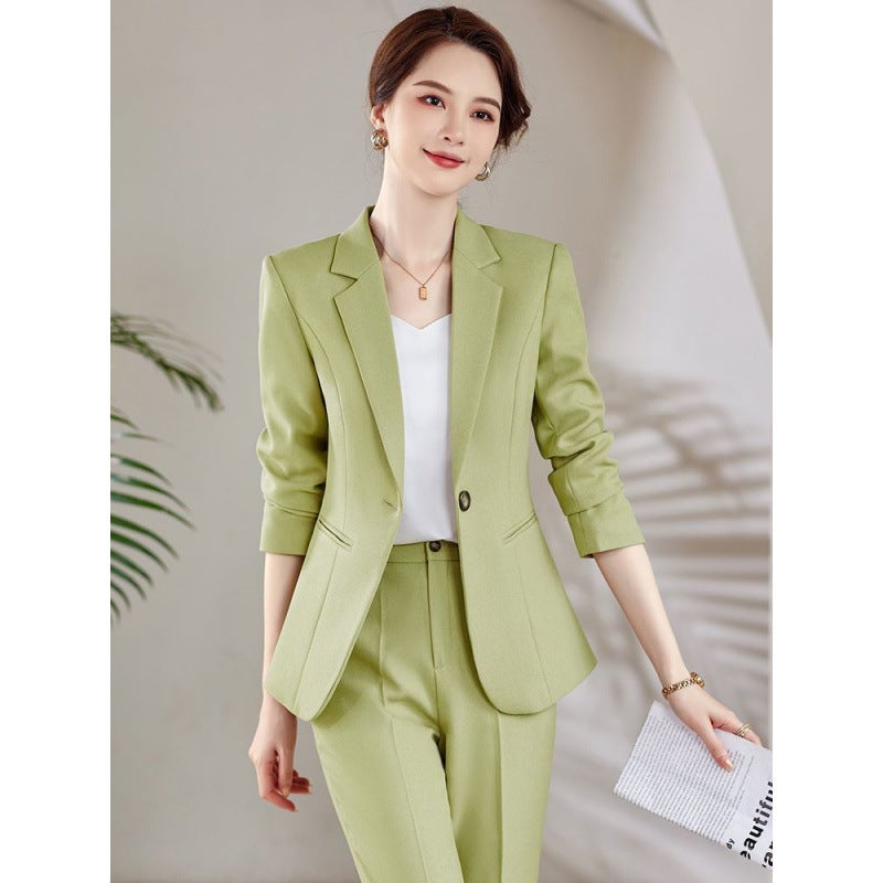 Professional Suit Set For Women, Style, Elegant Formal Workwear, Gray Ladies' Blazer - Image 5