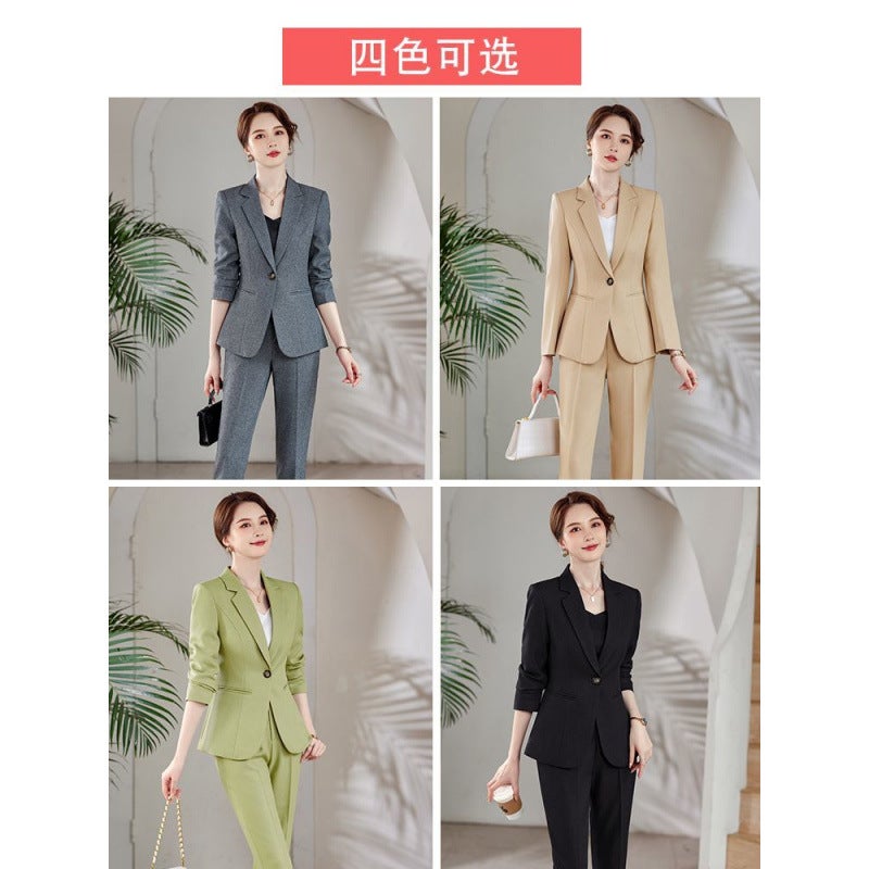 Professional Suit Set For Women, Style, Elegant Formal Workwear, Gray Ladies' Blazer - Image 4