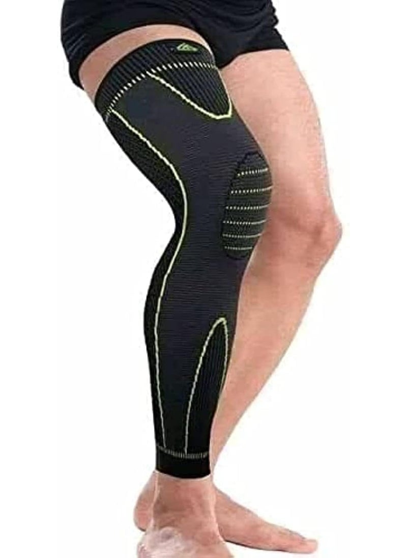 Long Knee Support Sleeve - Compression Leg Support for Pain Relief and Injury Prevention - Breathable & Comfortable for Men & Women