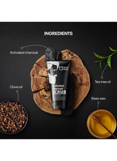 Qraa Men Activated Bamboo Charcoal Scrub With Essential Oils | For Deep Pore Cleansing | Glowing Skin |Removes Dirt & Impurities | Suitable For Men Of All Skin Types (100Gm*3) Pack Of 3  - Image 3