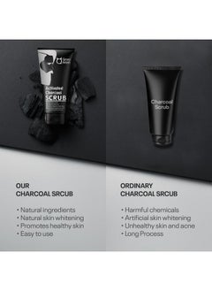 Qraa Men Activated Bamboo Charcoal Scrub With Essential Oils | For Deep Pore Cleansing | Glowing Skin |Removes Dirt & Impurities | Suitable For Men Of All Skin Types (100Gm*3) Pack Of 3  - Image 2