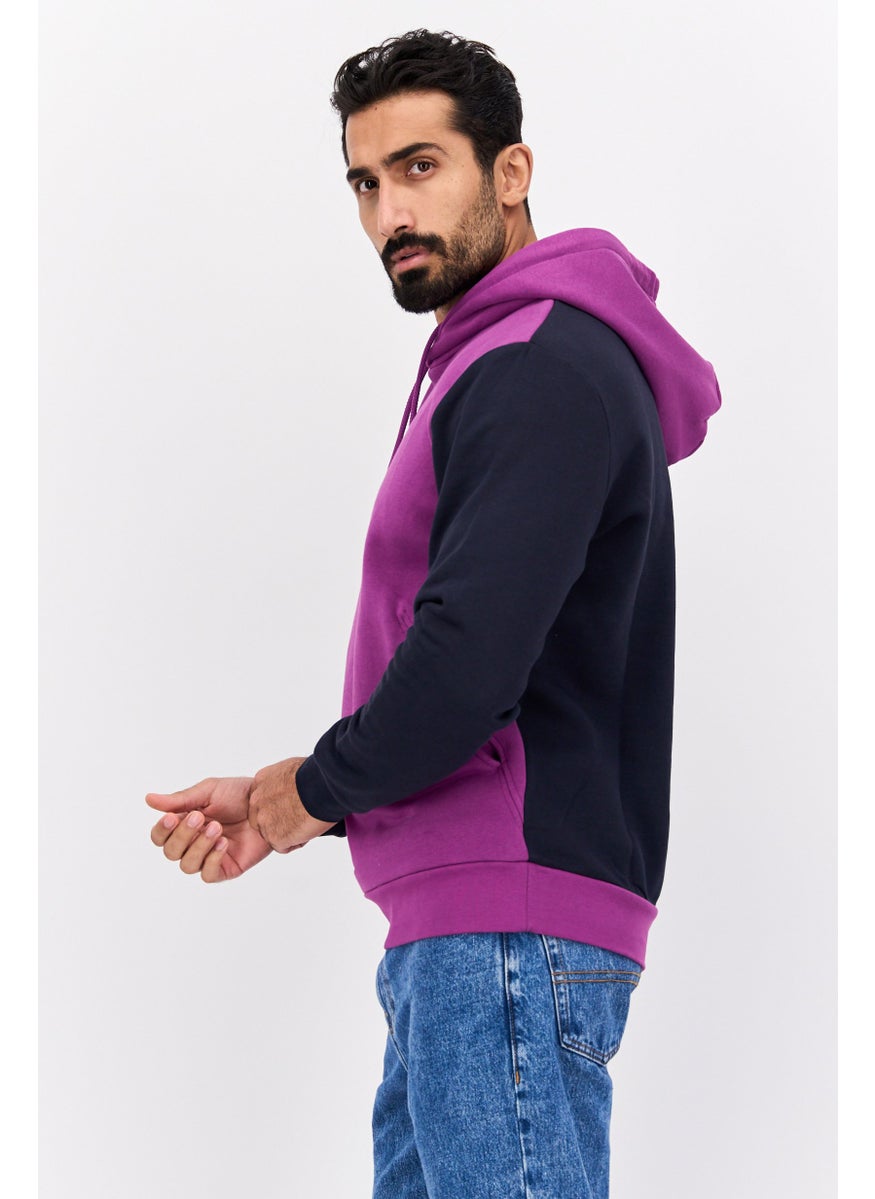 ESPRIT - Men Hooded Long Sleeves Two-Toned Sweatshirt, Purple - Image 1