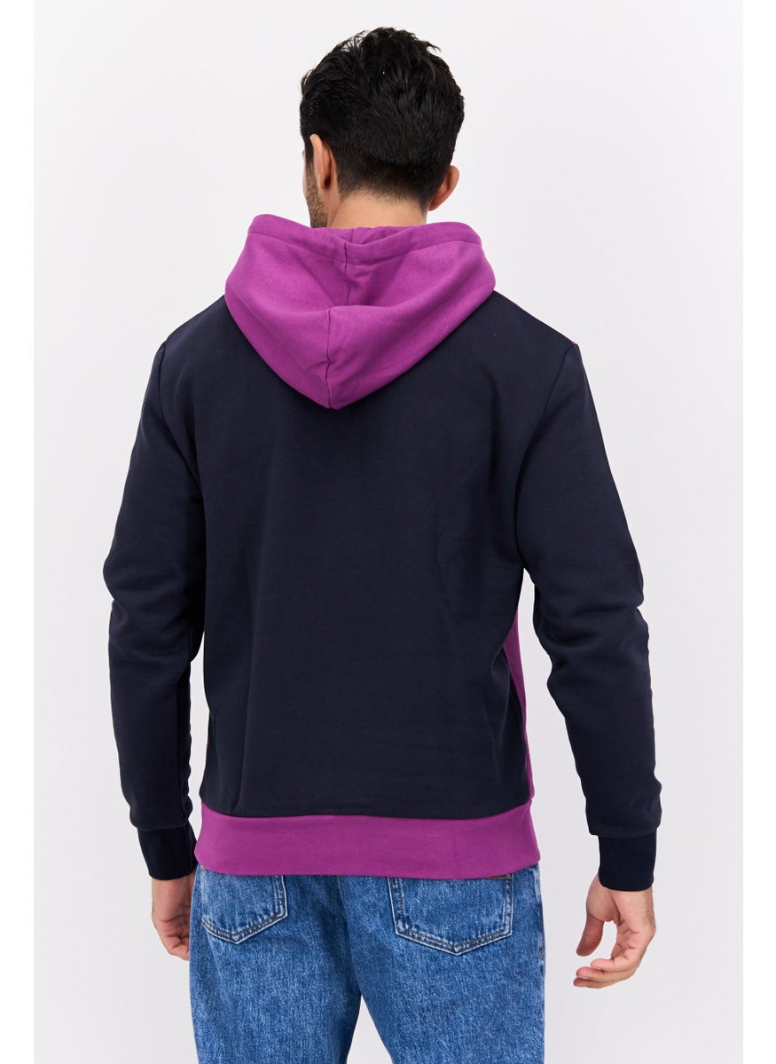 ESPRIT - Men Hooded Long Sleeves Two-Toned Sweatshirt, Purple - Image 1