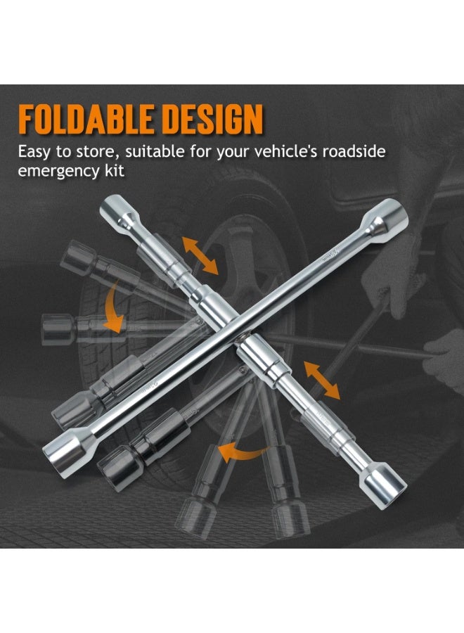 TONDA 4-Way Lug Wrench – Foldable Cross Wrench, Multi-Size Chrome Plated Carbon Steel Tire Iron for Cars & Trucks - Image 3
