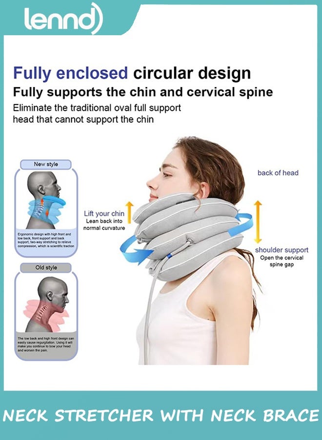 LENND Neck Stretcher with Neck Brace,Cervical Traction Neck Device,Neck Relief Tool,Adjustable Inflatable Cervical Brace,Home Use Neck Decompression New Technology Breathable Fabric Washable&Colorfast - Image 4
