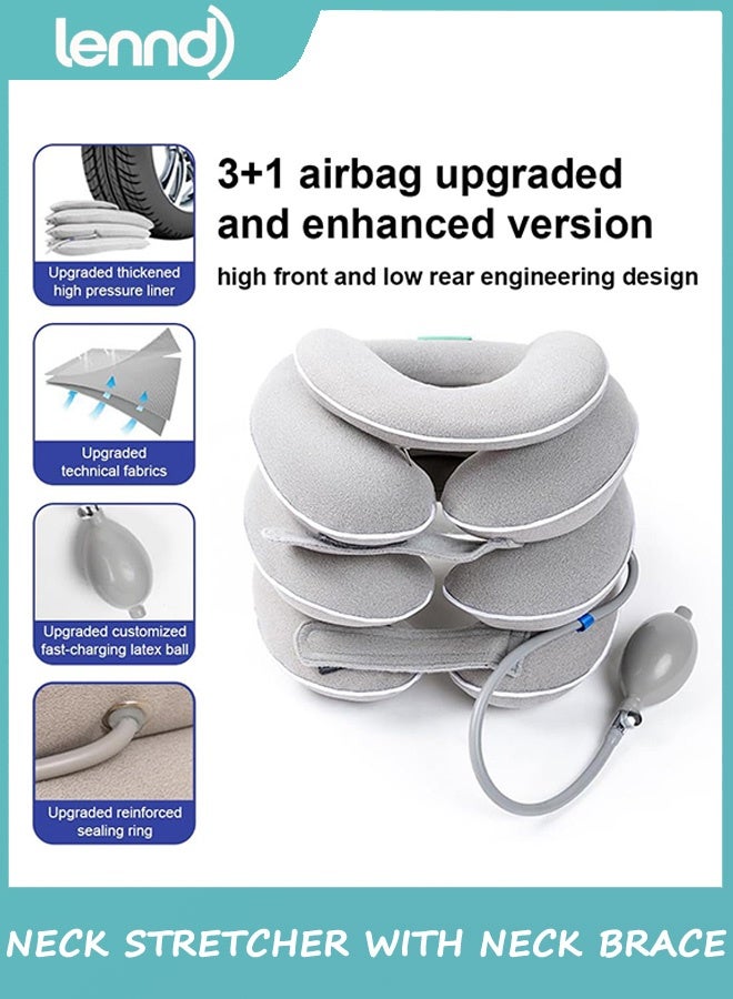 LENND Neck Stretcher with Neck Brace,Cervical Traction Neck Device,Neck Relief Tool,Adjustable Inflatable Cervical Brace,Home Use Neck Decompression New Technology Breathable Fabric Washable&Colorfast - Image 5