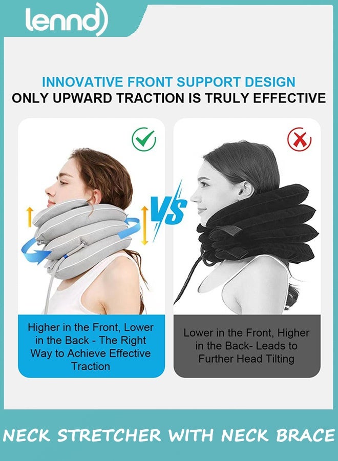 LENND Neck Stretcher with Neck Brace,Cervical Traction Neck Device,Neck Relief Tool,Adjustable Inflatable Cervical Brace,Home Use Neck Decompression New Technology Breathable Fabric Washable&Colorfast - Image 2