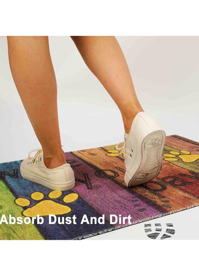 Generic 40*60cm Home Rainbow Series Entrance Door Mat Porch Dust-proof Wear-resistant Floor Mat Home Entrance Stepping Mat Dog Paw Print (wipe your paws-1)  - Image 2