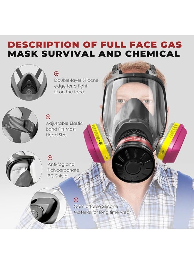 LMINHAN Respirator Mask with 60923 Filters, Gas Masks Survival Nuclear and Chemical, Full Face Paint Respirator Mask - Image 4