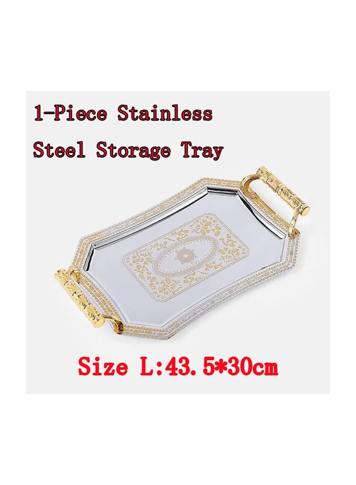 1-Piece Stainless Steel Storage Tray,Jewelry Display Plate Hotel Restaurant Serving Dish Plate - Image 1