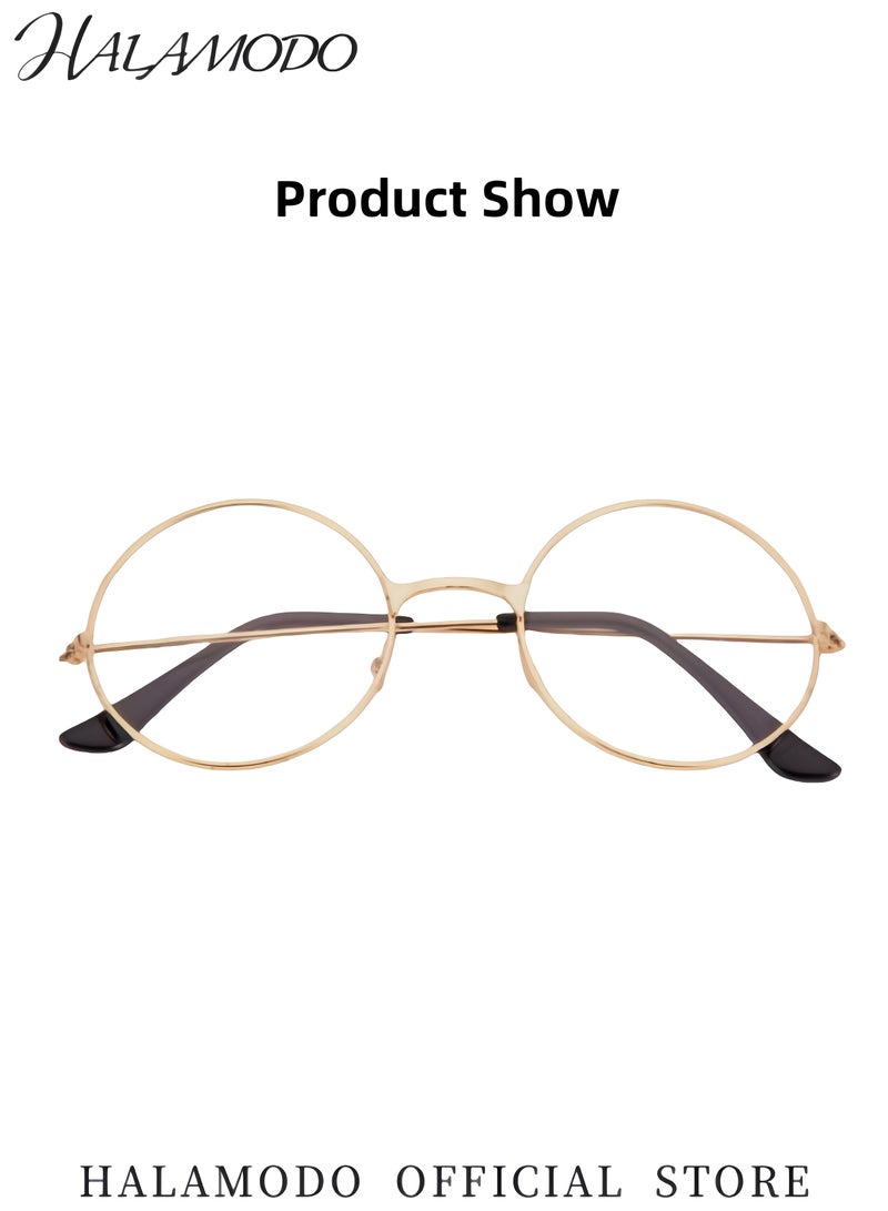 HALAMODO Retro Glasses Blue Light Glasses Clear Lens Glasses Vintage Eye Glasses Round Frame Glasses Fashion Lightweight Glasses for Men & Women - Image 4