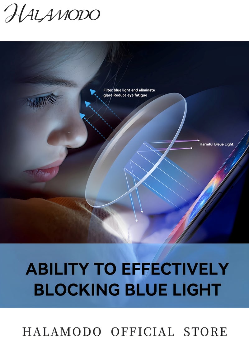 HALAMODO Retro Glasses Blue Light Glasses Clear Lens Glasses Vintage Eye Glasses Round Frame Glasses Fashion Lightweight Glasses for Men & Women - Image 5