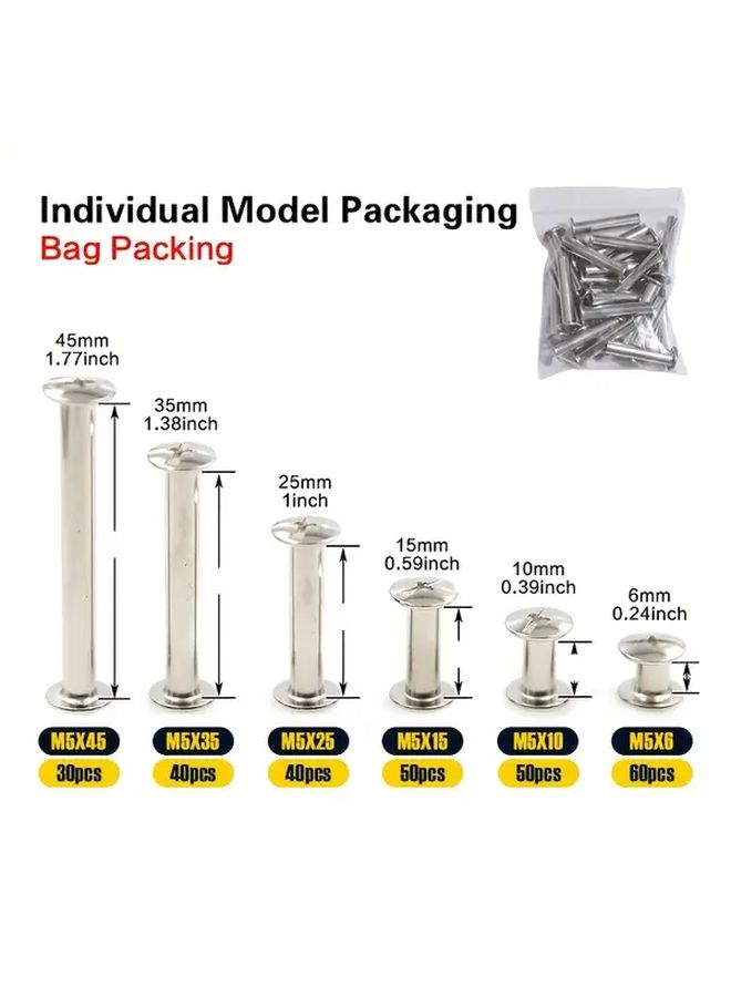 30 117pcs M5 x 6 10 15 25 35 Up To 45mm Silver Binding Screw Assorted Kit - Image 5