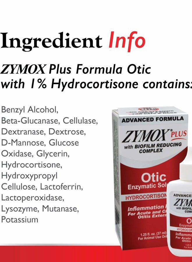 Zymox Advanced Formula Otic Plus Enzymatic Ear Solution for Dogs and Cats with 1% Hydrocortisone, 1.25oz - Image 5