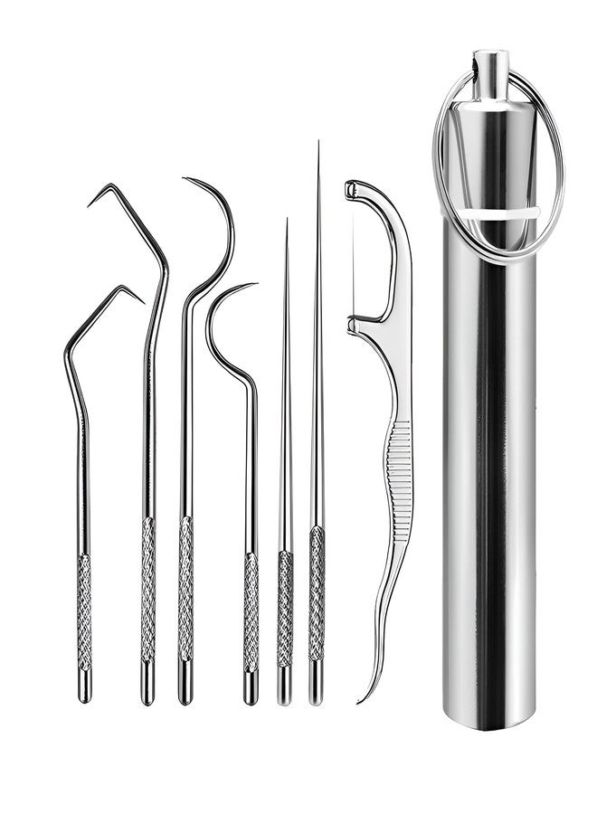 Alark مجموعة أدوات تنظيف الأسنان Alark للعناية الشخصية بالأسنان، أدوات النظافة 7 في 1 من الفولاذ المقاوم للصدأ، مجموعة نظافة الأسنان، أعواد تنظيف وإزالة الجير من الفولاذ المقاوم للصدأ (1 قطعة) - Image 1