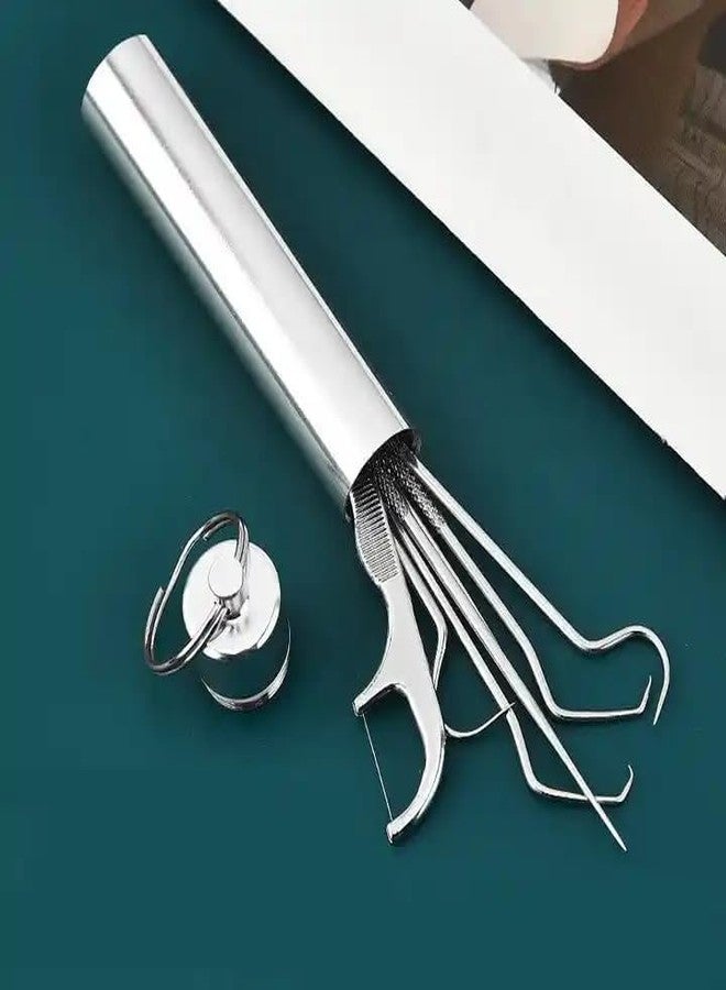 Alark مجموعة أدوات تنظيف الأسنان Alark للعناية الشخصية بالأسنان، أدوات النظافة 7 في 1 من الفولاذ المقاوم للصدأ، مجموعة نظافة الأسنان، أعواد تنظيف وإزالة الجير من الفولاذ المقاوم للصدأ (1 قطعة) - Image 5