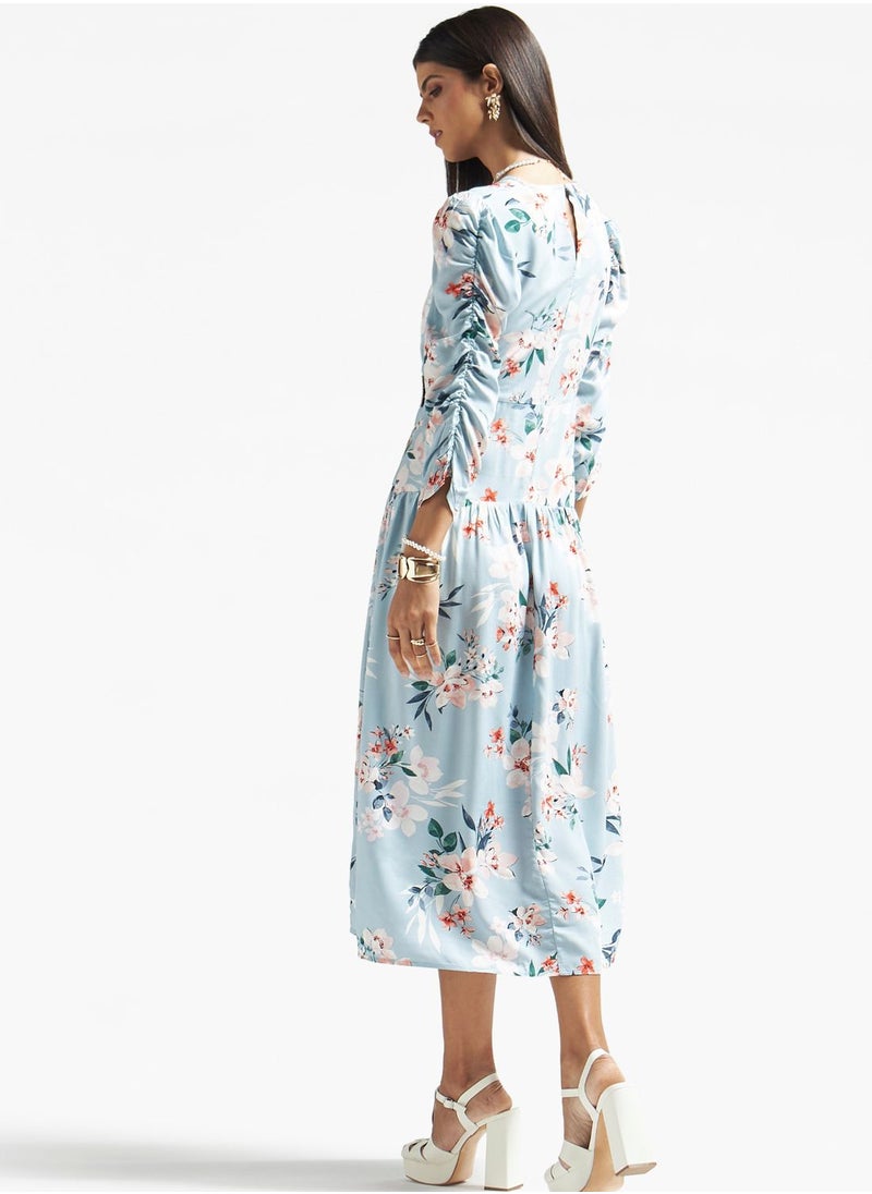 FAV - Floral Print Ruched Dress - Image 1